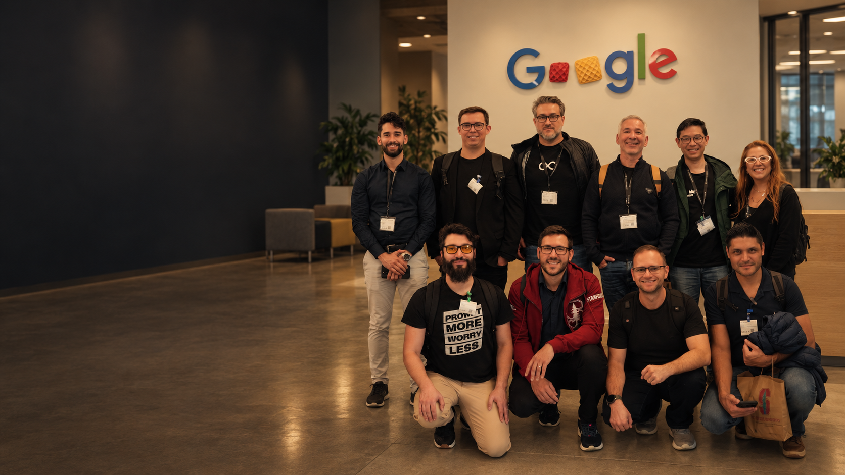 José com um grupo de pessoas em uma visita ao Google.